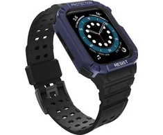 Hurtel Protect Strap Band Wristband Su dėklas laikrodžiui 7 / 6 / 5 / 4 / 3 / 2 / SE (45 / 44 / 42 mm) Šarvuotas dėklas Juoda laikrodžiui