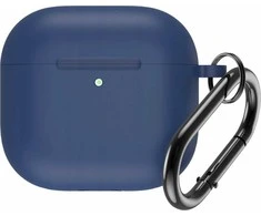 Hurtel Silikoninis dėklas skirtas Airpods 4 su karabinu - mėlynos spalvos