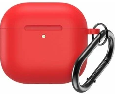 Hurtel Silikoninis dėklas skirtas Airpods 4 su karabinu - raudonos spalvos