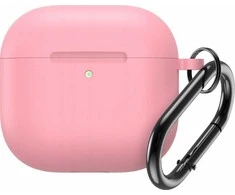 Hurtel Silikoninis dėklas skirtas Airpods 4 su karabinu - rožinės spalvos