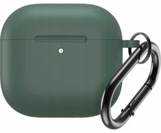 Hurtel Silikoninis dėklas skirtas Airpods 4 su karabinu - žalios spalvos