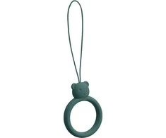 Hurtel SILICONE PHONE LANYARD RING BEAR DARK Žalias