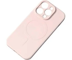 Hurtel MagSafe suderinamas silikoninis dėklas iPhone 15 Plus – rožinis