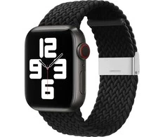 Dėklas Hurtel Braided Medžiaginė Apyrankė Bracelet Apyrankė Medžiaginė Band skirta Apple Watch 42 / 44 / 45 / 49 mm - juodos spalvos