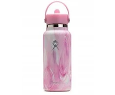 Hydro Flask 32 oz plataus, lanksčio šiaudelio dangtelio (946 ml) termo butelis – želė rožinės spalvos