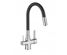 Hydroland „GLAMOUR“ kriauklės maišytuvas su chromuotu filtru / juodu išleidimo anga