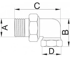 Hydroland Kampinis žalvarinis sraigtas su DN25 O- žiedu (SR.K25)
