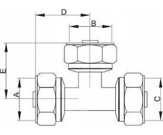 Hydroland PEX.TR.20X16X20 TEE Raudonas 20X16X20 PEX SREWED // PX-R.TR.20X16X20