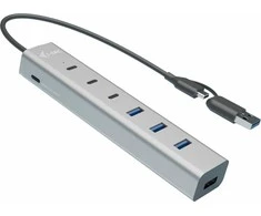 I-tec USB-C/USB-A įkrovimo metalinis HUB 7x Portów | 3x USB-C | 4x USB-A Fast Charge BC 1.2 (kabelis 30cm)