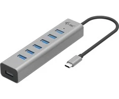 I-TEC USB-C įkrovimo metalinis HUB 7 prievadas be maitinimo adapterio