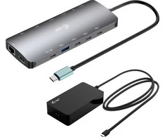 I-tec USB-C Metal Nano 3x Ekranas Docking Station 2x HDMI 1x USB-C video LAN Audio Skaitytuvas kart Maitinimas 140W + Įkroviklis 140W