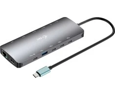 I-tec USB-C Metal Nano 3x Ekrano Docking Station 2x HDMI 1x USB-C video LAN Audio Skaitytuvas kart Maitinimo tiekimas 140W