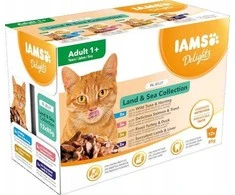 Eukanuba IAMS Delights LND&amp;SEAkonservuotas pašaras katėms drebučiuose, 12x85 g