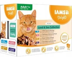 IAMS Delights LND&amp;SEAkonservuotas pašaras katėms drebučiuose, 12x85 g