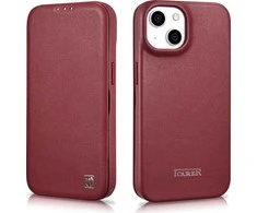 iCarer CE Premium Leather Apple iPhone 14 Plus Magnetic atverčiamas Leather MagSafe dėklas telefonui raudonos spalvos (WMI14220715-RD)