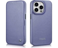 iCarer CE Premium Leather Apple iPhone 14 Pro Magnetic atverčiamas Leather MagSafe Light dėklas telefonui violetinės spalvos (WMI14220714-LP)