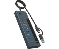 „Raidsonic 9-in-1“ šakotuvas su maitinimo šaltiniu ir C tipo / A tipo pagrindinio kompiuterio jungtimi | IB-HUB1743-CPD