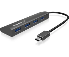 Icy Box Ledo dėžutė IB-AC6405-C 4 prievadų USB 3.0 tipo -C šakotuvas, Aliuminio (1 x tipas -C iki 4 x tipas-A) Raidsonic 4 prievadų USB 3.0 tipo -C šakotuvas, Aliuminio (1 x tipas -C iki 4 x tipas- A )