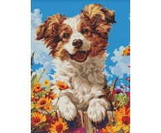 Art Active Ideyka Deimantinė mozaika be rėmelio - Šuo gėlėmis 30x40