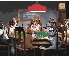 Ideyka Piešimas pagal skaičius - Pokerį žaidžiantys šunys 40x50cm