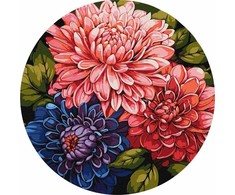 Ideyka Idėja Tapyba pagal skaičius su apvaliu rėmeliu 39x39cm Spalvinga puokštė