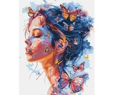 Ideyka Painting by numbers on frame KHO8458 Girl and butterflies 40x50 cm AP0118