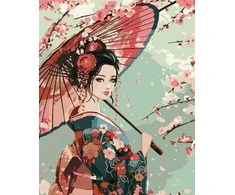 Ideyka Paveikslas pagal skaičius - Moteris kimono 40x50cm