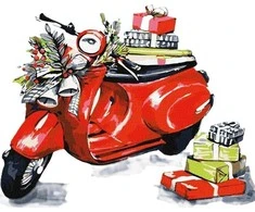 Ideyka Paveikslėlis pagal skaičius - Kalėdinis motociklas 30x30