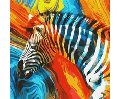 Ideyka Skaičių tapyba - Spalvotas zebras 50x50cm