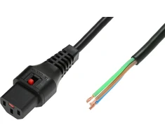 IEC Lock Maitinimo kabelis su IEC LOCK blokada 3x1mm2 OPEN/C13 tiesus, lenktas 1m juodas