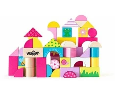 Woody 91302 Eco Medinis mokomasis spalvotas pastatas 3 cm kaladėlės Trendy (50 vnt) vaikams nuo 2 metų