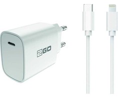 Įkroviklis 2GO 1-Port 1 išvestis USB-C su kablem Lightning Baltas (797277)
