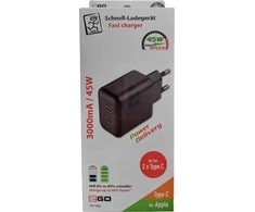 Įkroviklis 2GO 2GO Netz-Ladegerät 100V-240V 2x USB Type C 3000mA juodas