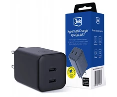 3mk Hyper Charger PD 45W GaN AVS QC4+ PPS AFC FCP DCP 2C Juodas