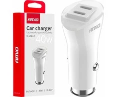 Automobilinis įkroviklis 2x USB-C 40W 12/24V AMiO-03884