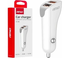 Automobilinis įkroviklis 2x USB-A 2.1A 12/24V AMiO-03874