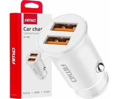 Automobilinis įkroviklis 2x USB-A 2.1A 12/24V AMiO-03872