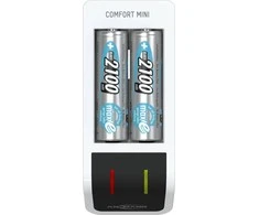 Ansmann Comfort mini įkroviklis su įsk. 2 AA Minjono šikšnosparnis. 2100 mAh