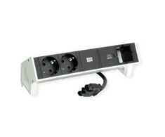 Bachmann DESK2 įkroviklis su 2 apsaugotais USB-C lizdais, USB 30 W įkroviklis, 1xABD 0,2 m GST18, balta