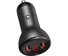 Baseus įkroviklis su skaitmeniniu ekranu Dual QC3.0 45W 5A - Pilkas