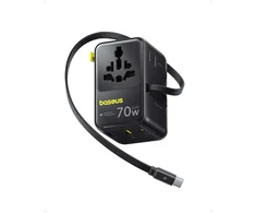 Įkroviklis Baseus Baseus EnerCore CG11 Charger Retractable 2AC+2U + 70W, Juodas