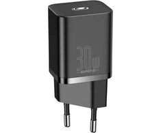Baseus Sieninis įkroviklis Super Si 30W USB-C QC3.0 PD, juodas