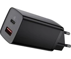 Baseus GaN2 Lite greitas kelioninis įkroviklis USB + C 65W EU - Juodas