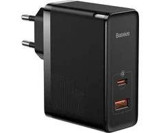 Baseus Sieninis įkroviklis GaN5 Pro 100W USB + USB-C QC4+ PD3.0 su USB-C 1m laidu, juodas