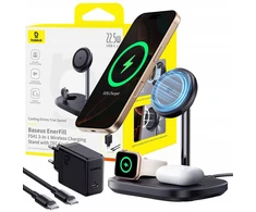 Įkroviklis Baseus Įkroviklis indukcinė Baseus EnerFill FS41 3w1 su chłodzeniem su wtyczką EU 45W i kablem USB-C do USB-C - juoda