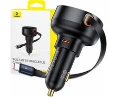 Automobilinis įkroviklis Baseus Enjoyment Pro su USB-C laidu, 60 W (juodas)