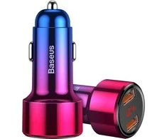 Dėklas Baseus Automobilinis įkroviklis 2xUSB QC 3.0 45W - Raudona / Mėlyna