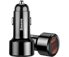 Baseus Magic automobilinis įkroviklis 2x USB QC 3.0 45W - Juodas