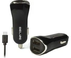 Automobilinis įkroviklis Beline 2xUSB + USB-C 2,1A juodos spalvos