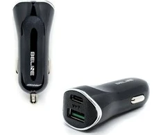 BELINE CAR CHARGER 1XUSB AND 1XUSB-C 5A 30W Juodas